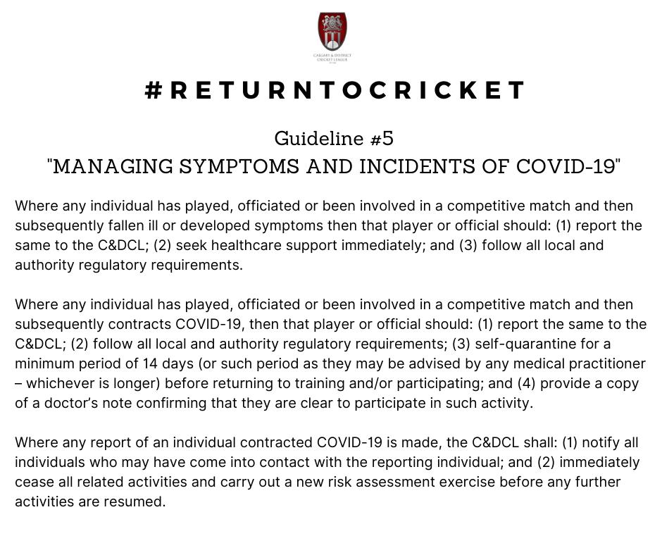 Return to Cricket - COVID-19 Guide#5