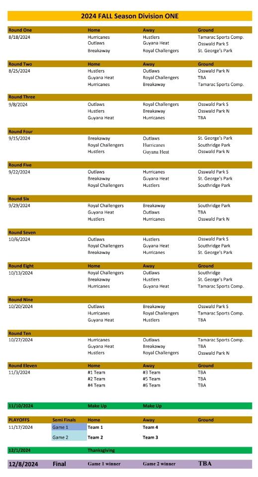 2024 FALL Schedule Div.1