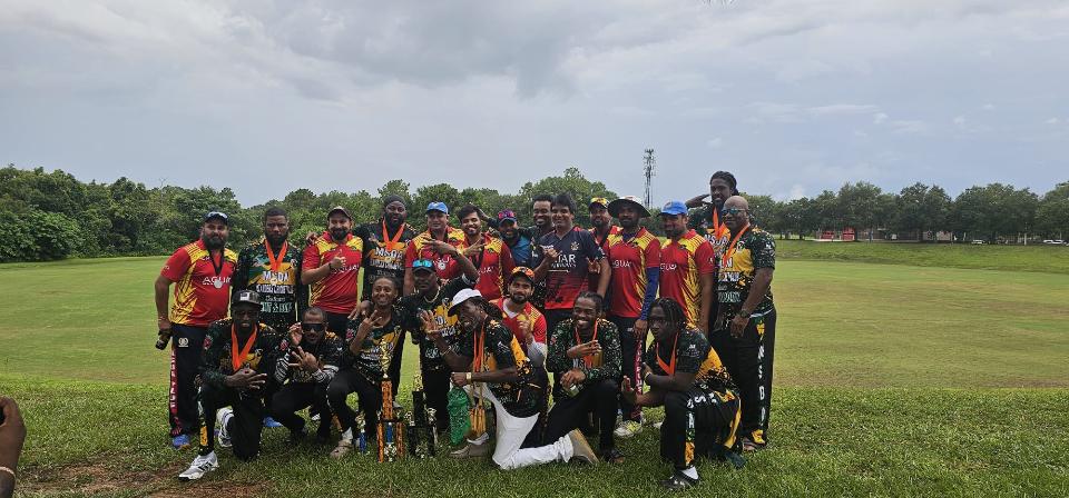 Islanders CC beat 22 Yards CC to defend their long format (T35 Mr. Sewsankar memorial tournament) title at Mr. Eric Bye Cricket Field (Silver Star)