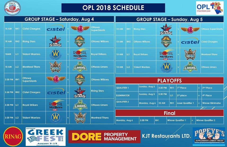 OPL 2018 - schedule