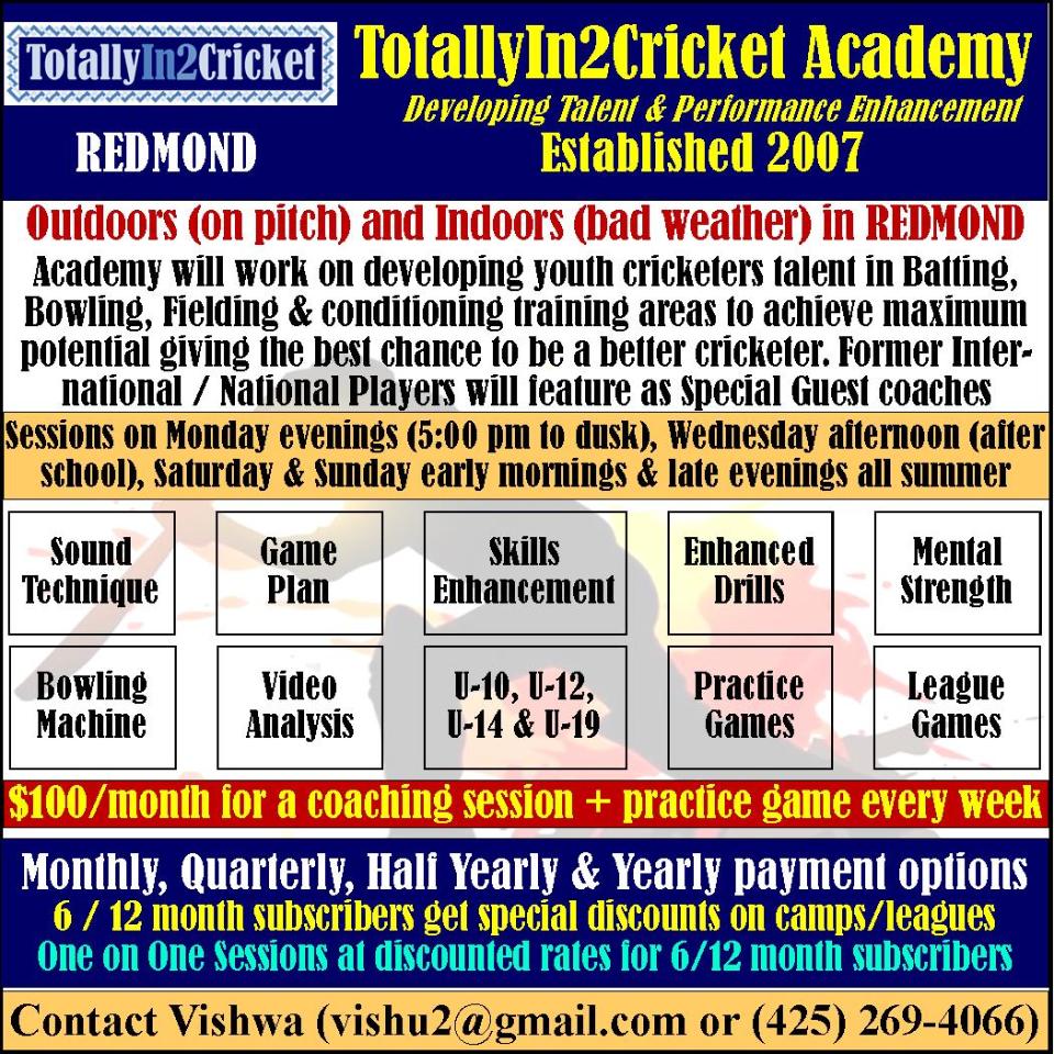 2018 TotallyIn2Cricket Coaching Academy